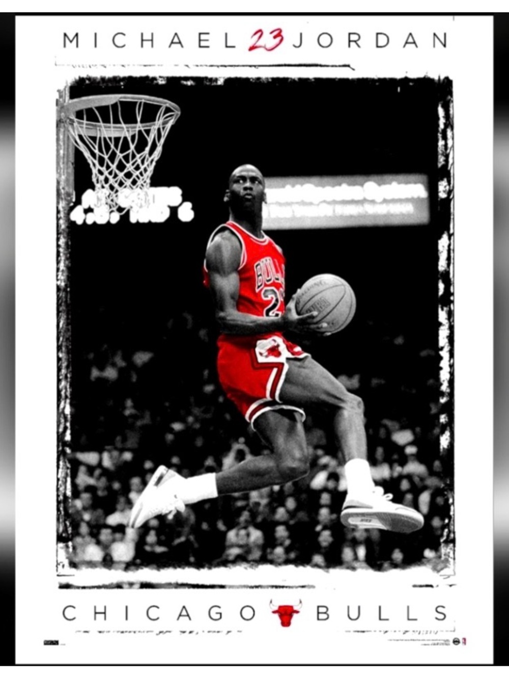 Vintage Michael Jordan Chicago Bulls NBA basketball poster Nike 23  reverse slam